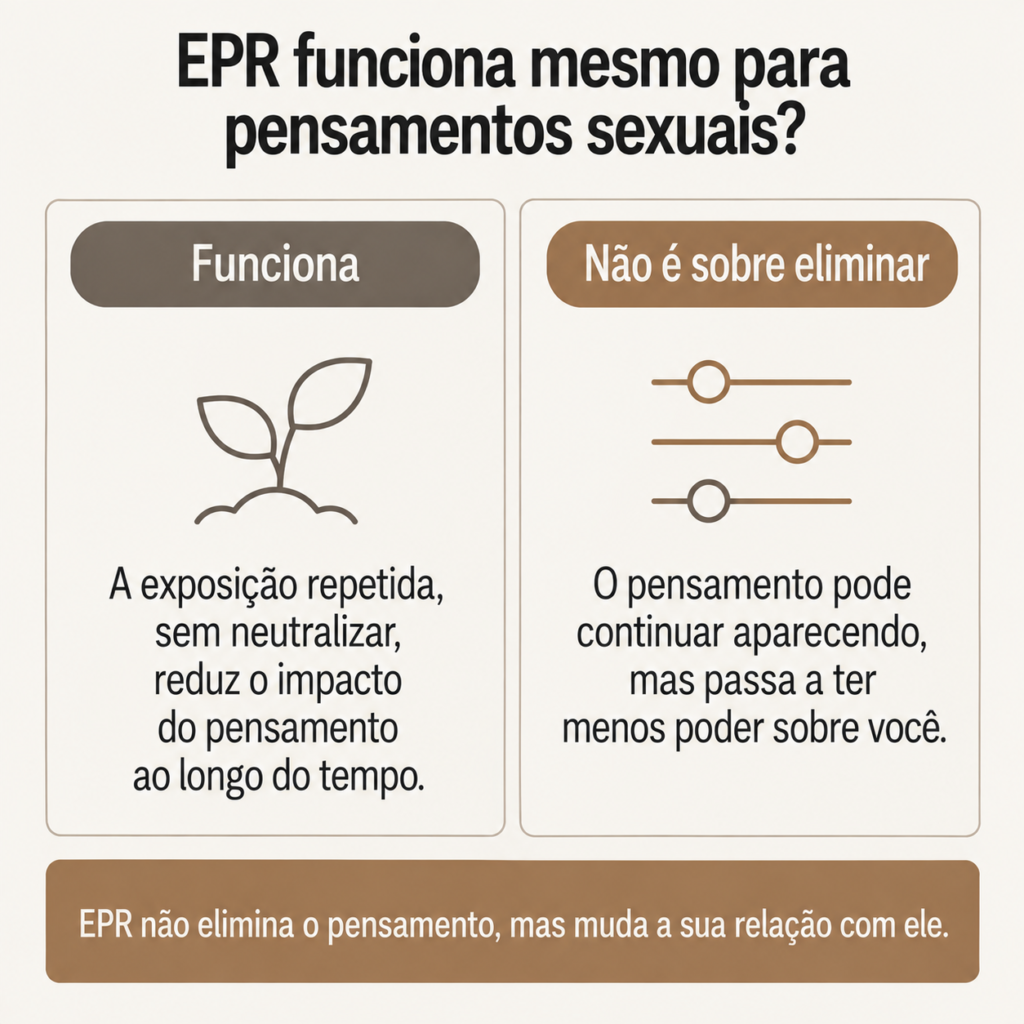 A pessoa fica atenta a uma reação do corpo, essa vigilância aumenta a tensão e produz a própria sensação temida, e ela interpreta a reação como prova de desejo, quando é apenas uma resposta automática e monitorada.